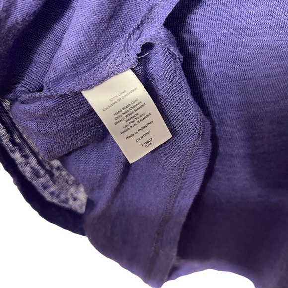 Talbots Linen T-shirt with Crochet Scoop Neck Size XS Purple - Picture 4 of 5